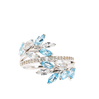 Selena - Sky Blue Topaz, White Topaz Ring