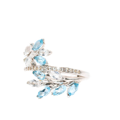 Selena - Sky Blue Topaz, White Topaz Ring