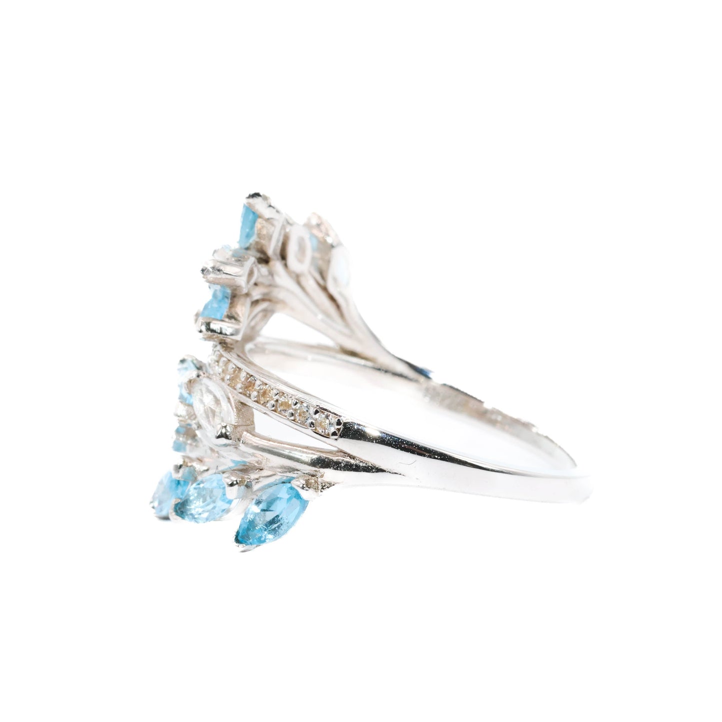 Selena - Sky Blue Topaz, White Topaz Ring