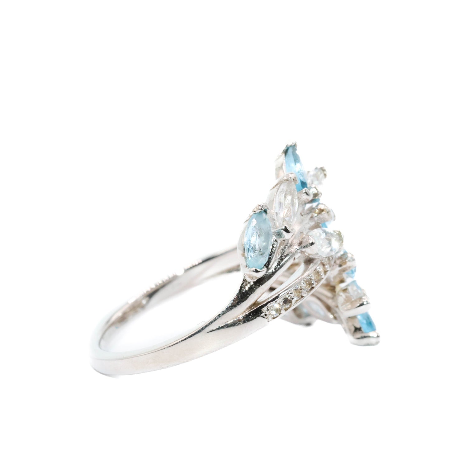 Selena - Sky Blue Topaz, White Topaz Ring