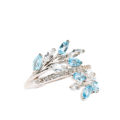 Selena - Sky Blue Topaz, White Topaz Ring