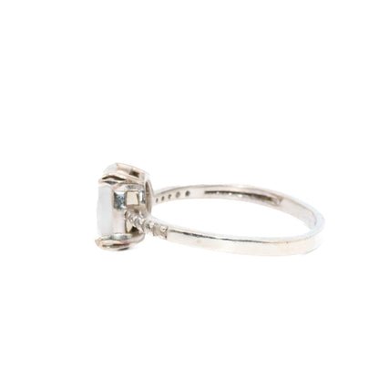 Elizabeth  - Rainbow Moonstone White Topaz Ring