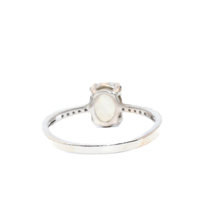 Elizabeth  - Rainbow Moonstone White Topaz Ring