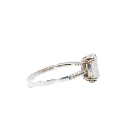 Elizabeth  - Rainbow Moonstone White Topaz Ring