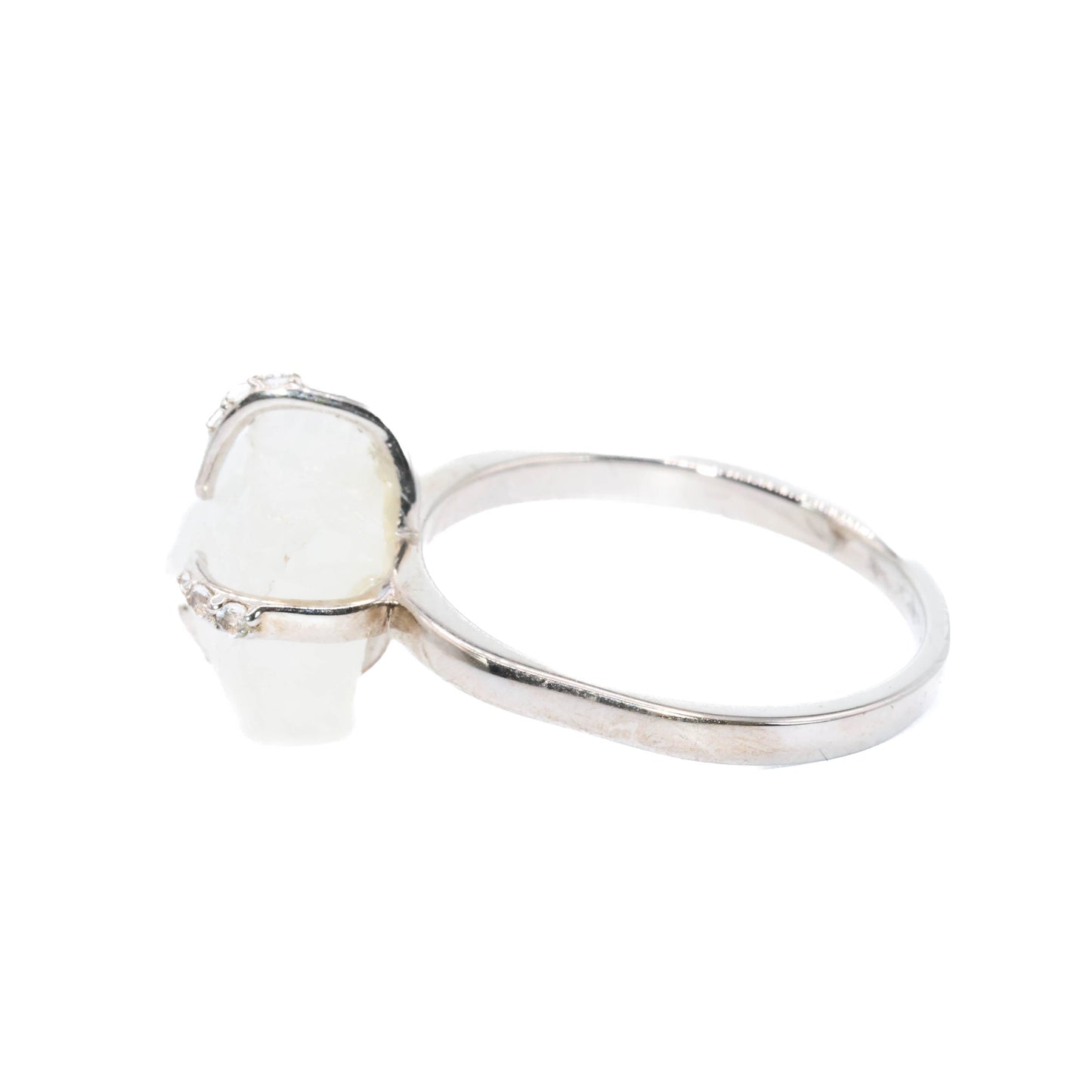 Maleficent  - Rainbow Moonstone White Topaz Ring