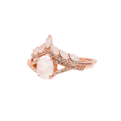 Juliet  - Rainbow Moonstone White Topaz Ring