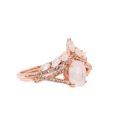 Juliet  - Rainbow Moonstone White Topaz Ring