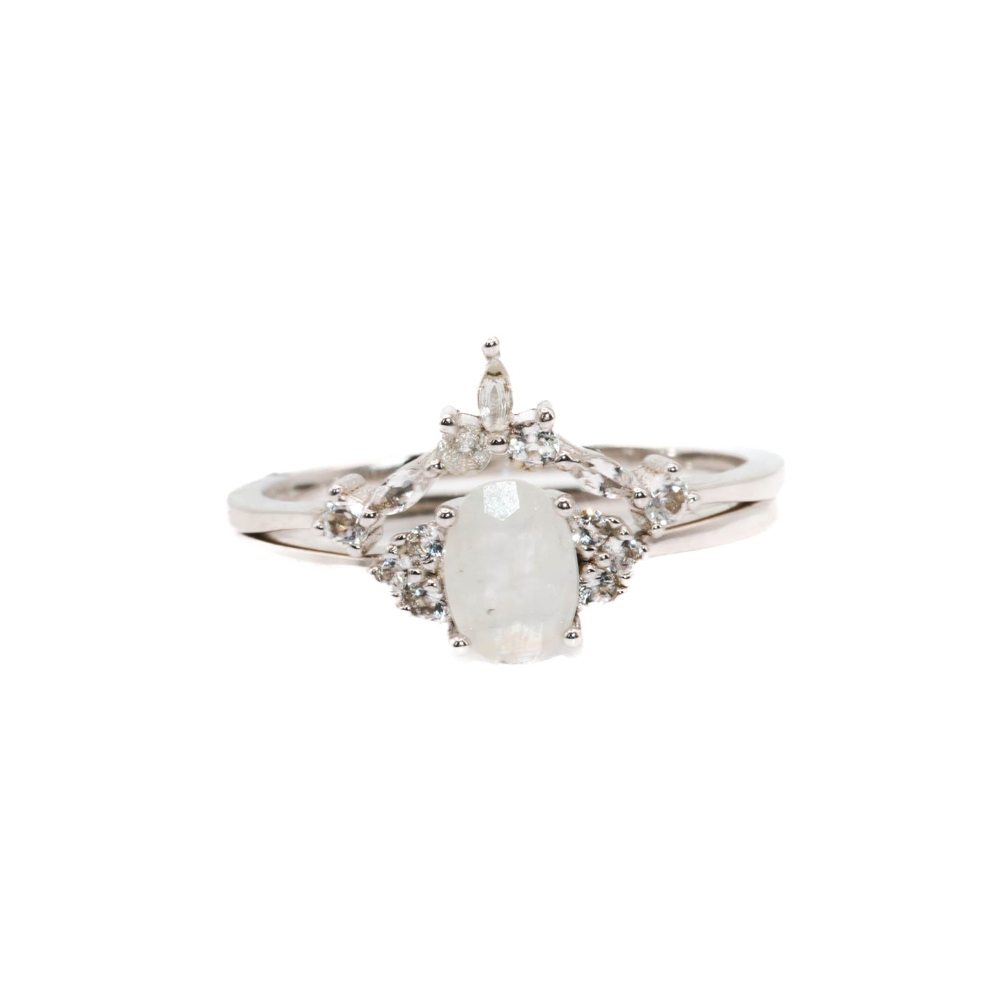 Adriana - Rainbow Moonstone White Topaz Ring