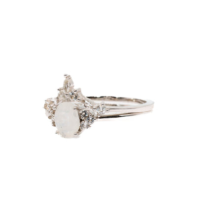 Adriana - Rainbow Moonstone White Topaz Ring