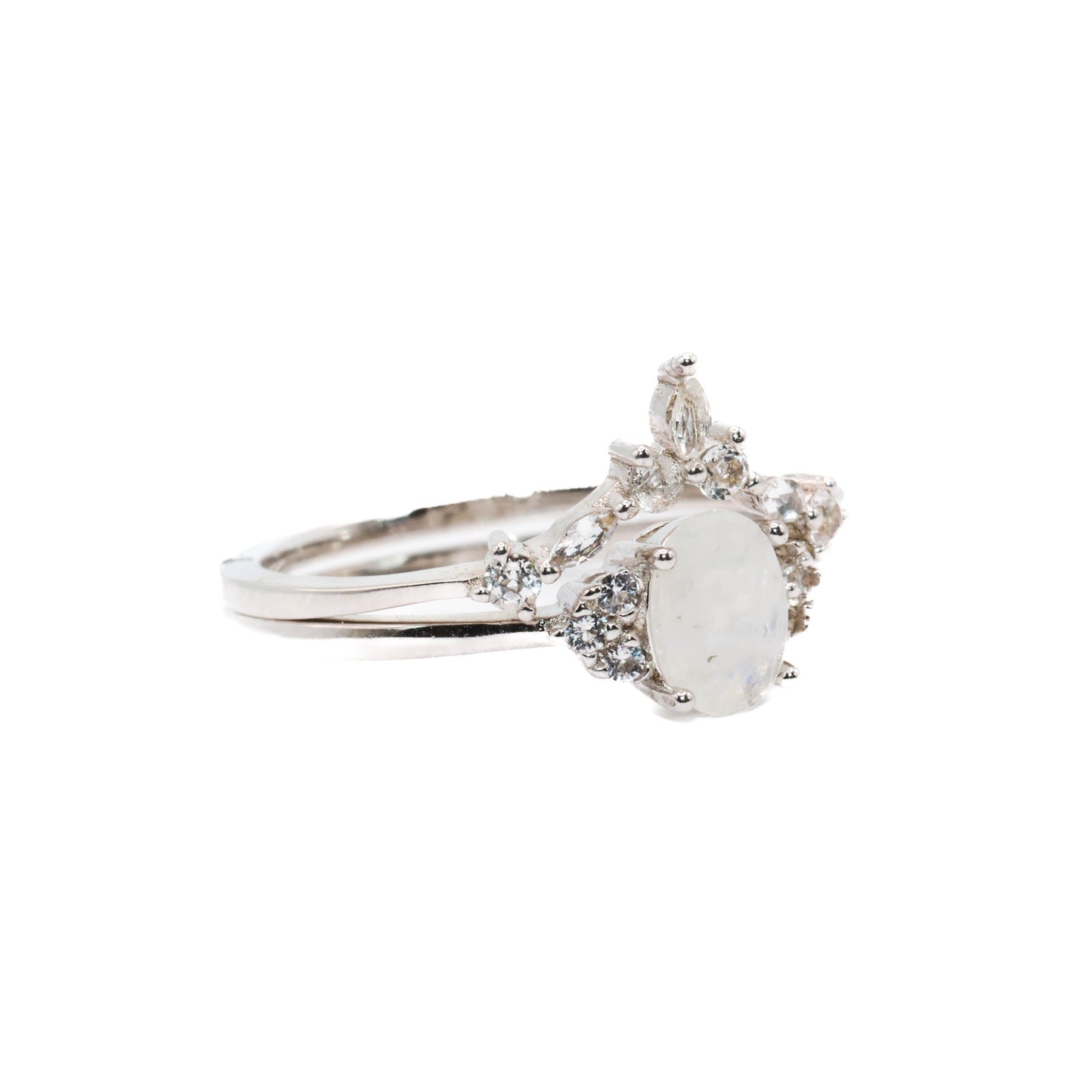 Adriana - Rainbow Moonstone White Topaz Ring