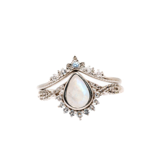 Josephine  - Rainbow Moonstone White Topaz Ring