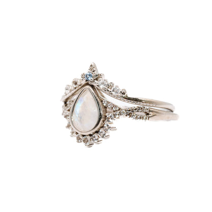 Josephine  - Rainbow Moonstone White Topaz Ring