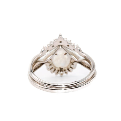 Josephine  - Rainbow Moonstone White Topaz Ring