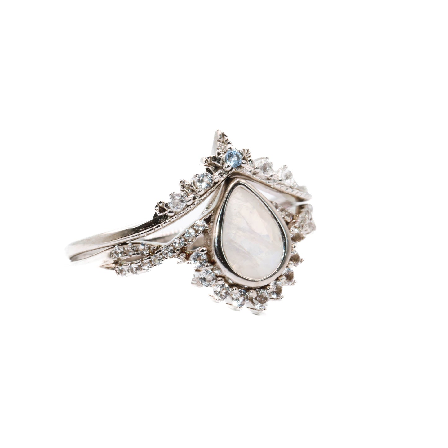 Josephine  - Rainbow Moonstone White Topaz Ring