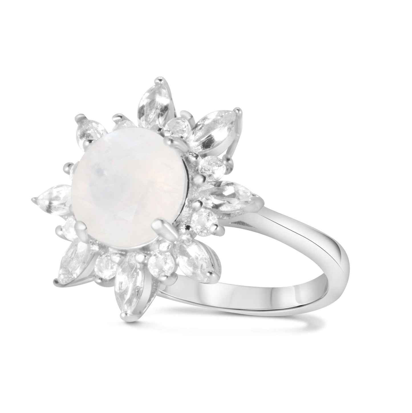 Rapunzel - Rainbow Moonstone, White Topaz Ring